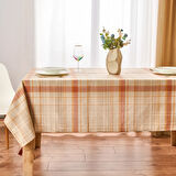 Ekose Masa Örtüsü - Ekru / Kiremit - 150x200 cm