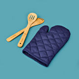 Gabardin Fırın Eldiveni - Lacivert - 17x30 cm