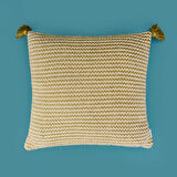 Soft Shiny Kırlent - Bej / Yeşil - 45x45 cm