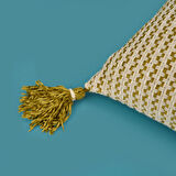 Soft Shiny Kırlent - Bej / Yeşil - 45x45 cm