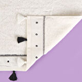 Soft Piene Yüz Havlusu - Ekru / Siyah - 50x90 cm