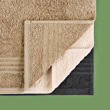 Soft Samantha 3'lü Havlu Seti - Krem / Bej / Antrasit - 30x50 cm