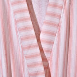 Soft Kimono Çizgili Kadın Bornoz - Beyaz / Pembe - L / XL