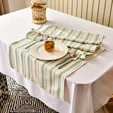 Soft Alno Runner - Ekru / Yeşil - 50x140 cm