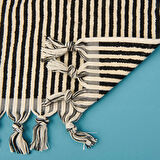 Soft Helga 2'li Havlu Seti - Ekru / Siyah - 30x30 cm