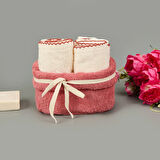 Soft Lina 4'lü Havlu Seti - Ekru / Gülkurusu - 30x40 cm