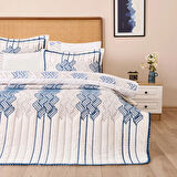 Store Ruby Çift Kişilik 7 Parça Yatak Örtüsü Seti - Krem / Gri