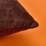 Soft Flora Kadife Kırlent - Kahverengi - 43x43 cm