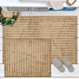 Soft Nuvo Banyo Paspası - Bej - 60x100 cm + 50x60 cm