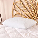 Soft Dalga Kapitoneli Yastık Alezi - Beyaz - 50x70 cm