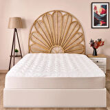 Soft Fitted Kapitoneli Tek Kişilik Uyku Pedi - Beyaz - 100x200 cm