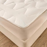 Soft Fitted Kapitoneli Tek Kişilik Uyku Pedi - Beyaz - 100x200 cm