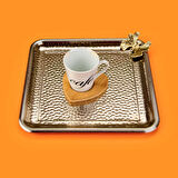 Kelebekli Kare Sunum Tepsisi - Gümüş - 23 cm