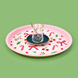 Kurdele Metal Tepsi - Pembe / Renkli