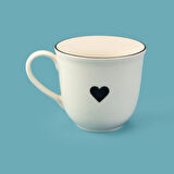 Kitchen Bold Heart Porselen Kupa - Siyah / Beyaz - 290 ml
