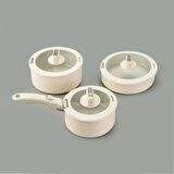 Ultimate Pro 7 Parça Pişir Sakla Tencere Seti - Bej