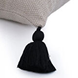 Soft Vev Kırlent - Bej / Siyah - 35x55 cm