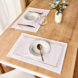 Soft Stripe 2'li Amerikan Servis - Ekru - 34x50 cm