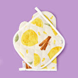 Soft Nemo Fırın Eldiveni ve Tutaç - Ekru / Sarı - 17x28 cm + 20x20 cm