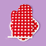 Soft Nemo Fırın Eldiveni ve Tutaç - Ekru / Kırmızı - 17x28 cm + 20x20 cm