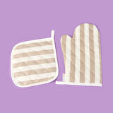 Soft Nemo Fırın Eldiveni ve Tutaç - Bej / Ekru - 17x28 cm + 20x20 cm
