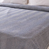 Soft Herringbone Tek Kişilik Yatak Örtüsü - Lacivert - 150x200 cm