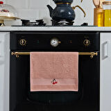 Kiraz Desenli Mutfak Havlusu - Pembe