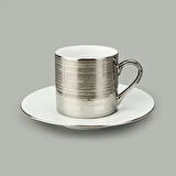 Porselen Metalik 2'li Kahve Fincan Seti - Gümüş - 90 ml