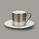Porselen Mozaik 2'li Kahve Fincan Seti - Gümüş - 90 ml