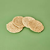 4'lü Jüt Bardak Altlığı Seti - Kahverengi - 10 cm