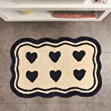 Soft Tufting Herz Banyo Paspası - Ekru - 60x90 cm