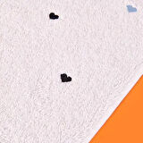 Soft Kalp Nakışlı Yüz Havlusu - Ekru / Siyah - 50x90 cm