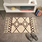 Soft Tufting Çiçekli Banyo Paspası - Ekru - 60x90 cm