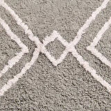 Soft Tufting Çiçekli Banyo Paspası - Gri - 60x90 cm