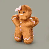 Soft Kurabiye Kız Figürlü Yastık - Kahverengi - 30 cm