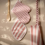 Soft Riga Fırın Eldiveni ve Tutaç Set - Pembe / Ekru - 17x28 cm + 20x20 cm