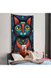 Pablo Picasso Tarzı - Soyut Renkli Kedi Duvar Örtüsü-7512