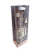 YILBAŞI ÇANTA ŞİŞE BOYU HEDİYE PAKETİ GRİ BEYAZ 14CM X 39CM X 8,5CM