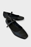 Kadın Kemer Detay Babet Ayakkabı SİYAH