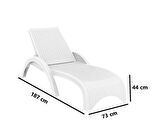 Omnipazar TRK-860 Siesta Fiji Rattan Desenli Ayarlanabilir Lüks Şezlong Beyaz 2'li Set