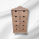 Ahşap Boyanabilir 10 Çekmeceli Takı-makyaj-aksesuar Dekoratif Organizer Kutu