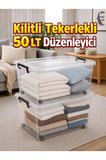 50 Litre Tekerlekli Kilitli Şeffaf Saklama Kutusu – Büyük Boy Depolama ve Düzenleme Kabı 2 Adet