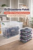 120 LT MEGA Tekerlekli Şeffaf Kilitli Saklama Kutusu 1 Adet + 3 Adet Kadın Çizme Kutusu Düzenleyici