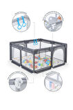 Original Playard Güvenli Bebek Ve Çocuk Oyun Alanı Oyun Parkı 120x120 Oyun Matı Ve Topları Yataklı