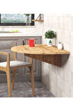 Reyo 90x60cm Atlantik Çam Mdf Yuvarlak Açılır Kapanır Duvara Monte Raf Masa Mutfak Masası