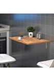 Reyo 90x60cm Atlantik Çam Desenli Mdf Oval Köşeli Açılır Kapanır Duvara Monte Raf Masa Mutfak Masası