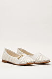 Kadın Yazlık Düz Taban Espadril Babet Ayakkabı BEYAZ