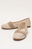 Kadın Yazlık Düz Taban Espadril Babet Ayakkabı KREM