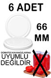 6 Adet 66mm Metal Kavanoz Kapağı Beyaz