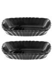 53392 Mezze Cam 2li Çerezlik Meze Tabağı Kahvaltılık Siyah 18cm